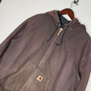 Vintage Carhartt Hooded Active Jacket "Dark Brown" J130 DKB Men's X-Large Worn